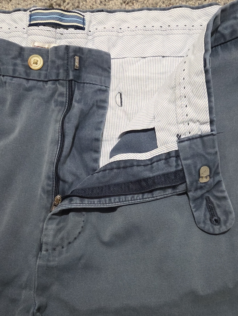 Peter Millar Slate Blue Chino Shorts Flat Front Men Size 35 - Picture 6 of 8